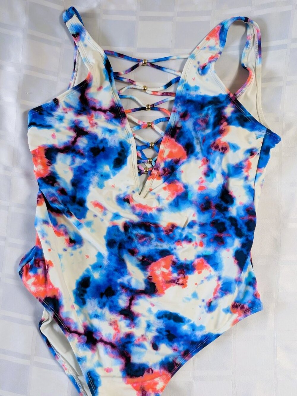 TIME AND TRU MULTICOLOR WOMEN'S BATHING SUIT SIZE 12 SWIMSUIT ONE PIECE WOMAN